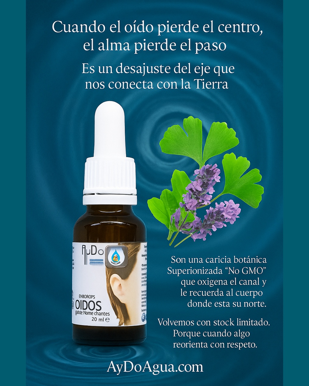 gotas oídos superionizadas aydoagua ginkgo lavanda reequilibrio