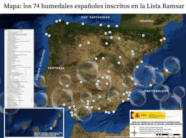 Mapa de humedales Ramsar España _aydoagua