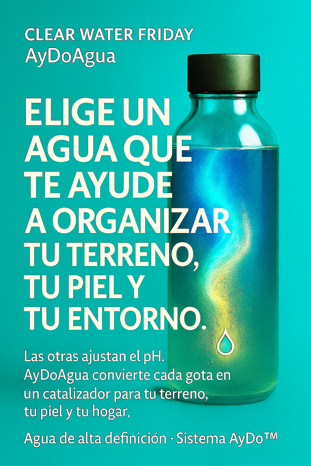 Agua de alta definicion AyDoAgua, elige un agua que te ayude a organizar tu terreno interno tu piel y tu entorno